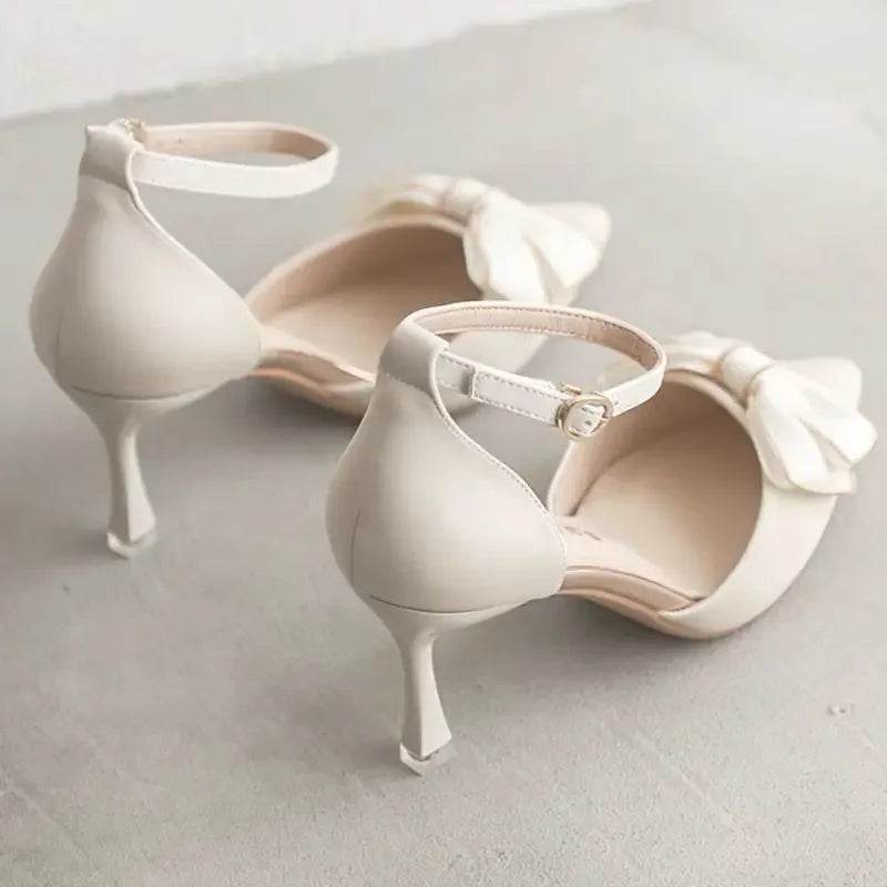 Medium Heel Heels Women's Shoes Trend Pointed Toe Butterfly Stilettos Elegant Dress Weddings Bridal Party White Designer - Imbasat