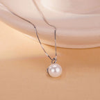 Huitan Round Imitation Pearl Pendant Necklace