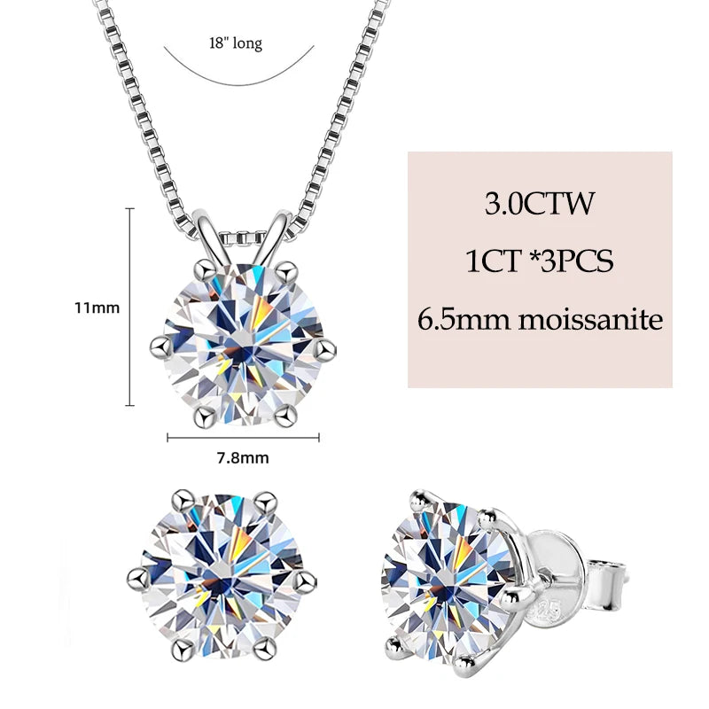 IOGOU Real 925 Silver Moissanite Jewelry Set Gold