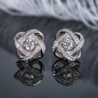 Stud Earrings 4mm Moissanite Twist Flower Earrings 925 Sterling Silver
