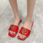 Women Luxury Decor Weave Design Flat Sandals Fashion Open-toe Vacation Casual Slides Party Sexy Elegant Office-Ladies New Shoes - Imbasat