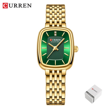 CURREN 9093 Fashion Quartz Women Watch Simple Elegant Square Dial Gold Stainless Steel Strap Waterproof Leisure Business Watches