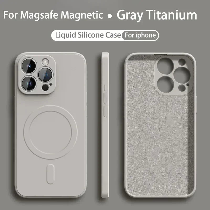 Liquid Silicone iPhone Case Magsafe Magnetic Soft Cover