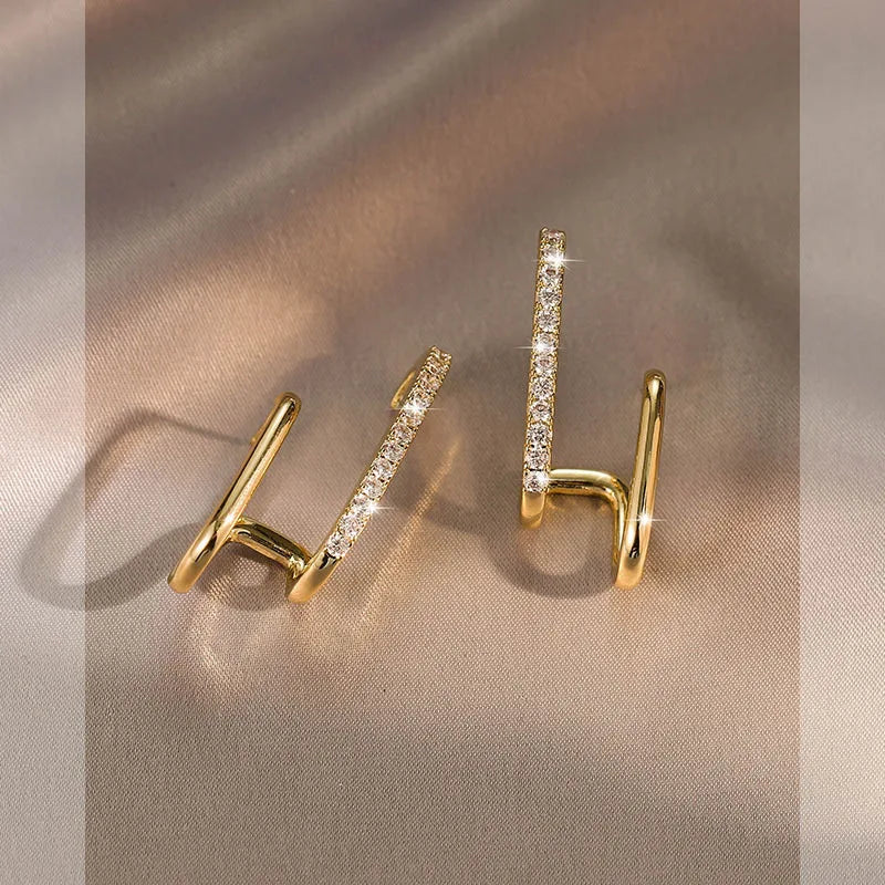 ANZIW Niche Luxurious Irregular Earrings for Women Moissanite Diamond U-shaped