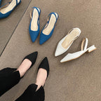 Summer Women New Sexy Retro Solid Color Heels PU Leather Shoes Outdoor Banquet Party Pointed Shoes Fashion Sandals Plus Size 42 - Imbasat