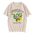 90s Printed Lemon Print T-shirt Short Sleeve Crew Neck Casual Top