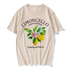 90s Printed Lemon Print T-shirt Short Sleeve Crew Neck Casual Top