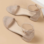 Beige High Heels Sandals Women Summer Shoes Women Fashion Open Toe Buckle Sandals Casual Square Heel Female Shoes - Imbasat