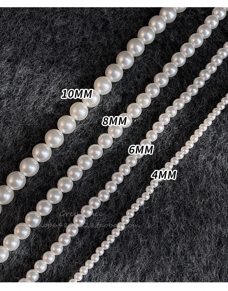 Girl’s Imitation White Pearl Magnetic Round Buckle Beadeds Chain Necklace 2024 New Collarbone Chain Elegant Jewelry for Women