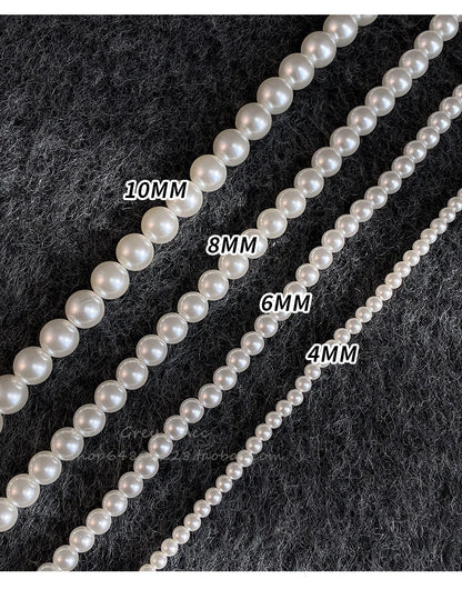 Girl’s Imitation White Pearl Magnetic Round Buckle Beadeds Chain Necklace 2024 New Collarbone Chain Elegant Jewelry for Women