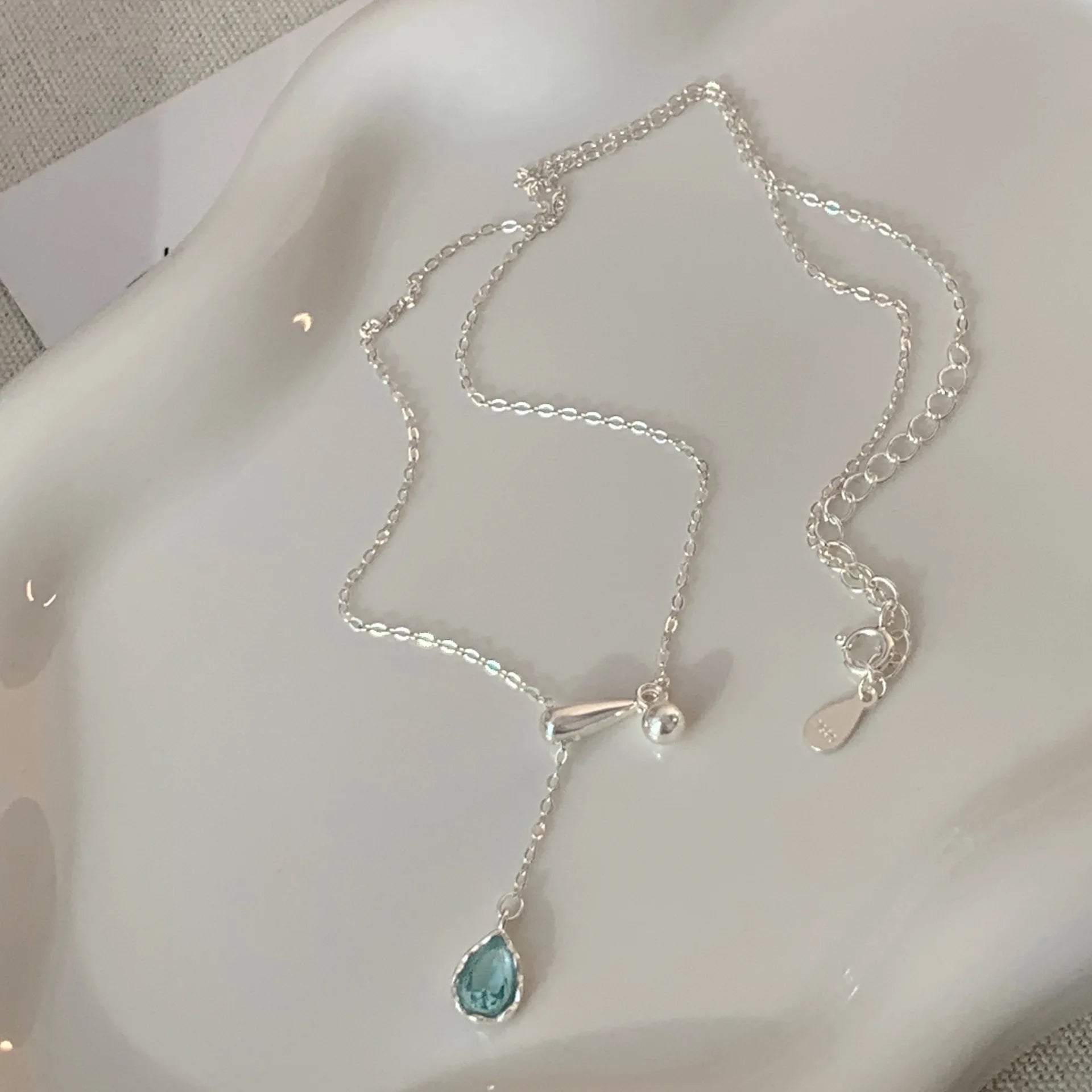 925 Silver Pearl Simple Elegant Thin Chain Pendant Necklace