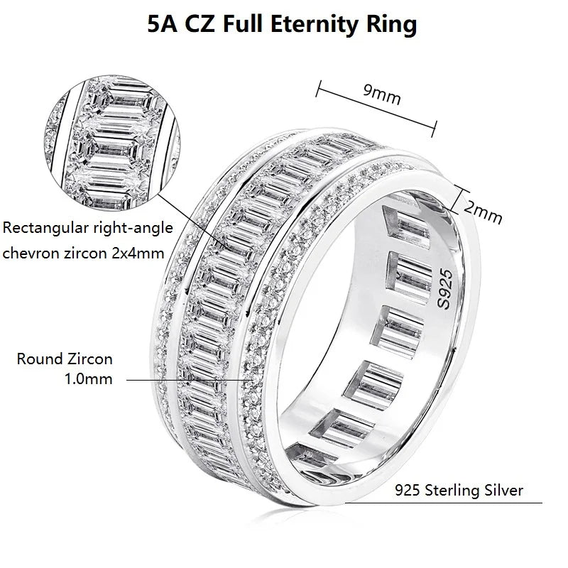 ANZIW Luxury 5A CZ Full Eternity Ring Band Silver 925 Rings