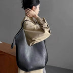 Womens Black Handbag Minimalist Casual Tote Bag Large-capacity Commuting Shoulder Armpit Large Handbag Designer Business Clutch - Imbasat