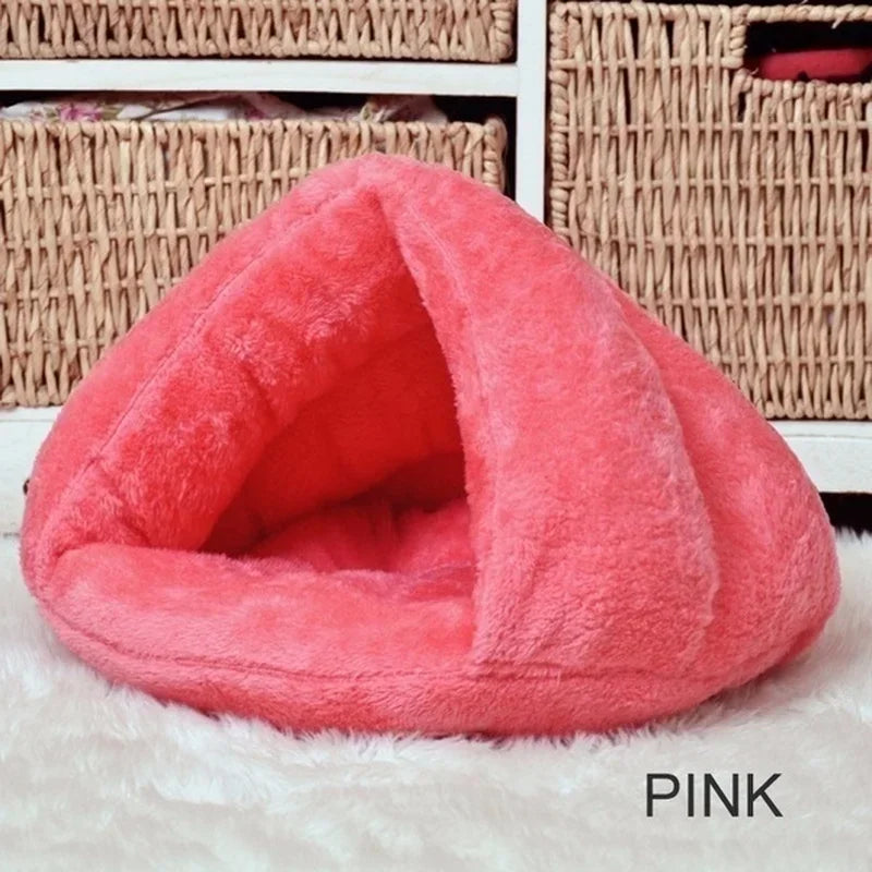 Winter Warm Triangle Cat Nest Thickened Fury Mongolian Bag Half Closed Sleeping Bag Pet Pad Cat and Dog Pet Sleeping Supplies