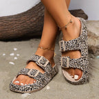 Summer Women Comfort Slippers Leopard Soft Thick-Soled Cloud Slides Travel Vacation Beach Shoes New Women Sandals - Imbasat