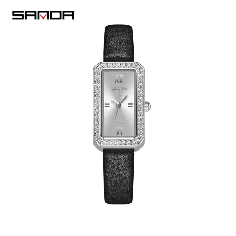 Sanda 1122 Trendy Design 2023 Hot Sale Rectangle Dial Waterproof Quartz Movement Business Women Analog Wrist Watch