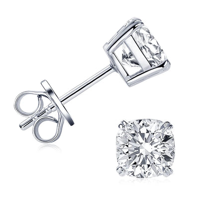 100% 925 Silver Stud Earrings 3.0ctw. Cushion Cut Moissanite Square Earrings for Men & Women Certified Jewelry 6.5x6.5mm 1.5CT