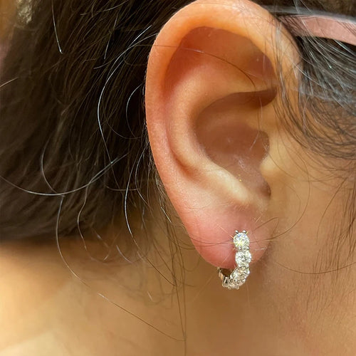 Anziw 14k Gold Plated Hoop Earrings 3.5mm D Color 925 Sterling Silver Moissanite