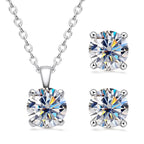 Moissanite Jewelry Set 18K Gold Plated Silver 925 Stud Earrings Pendant