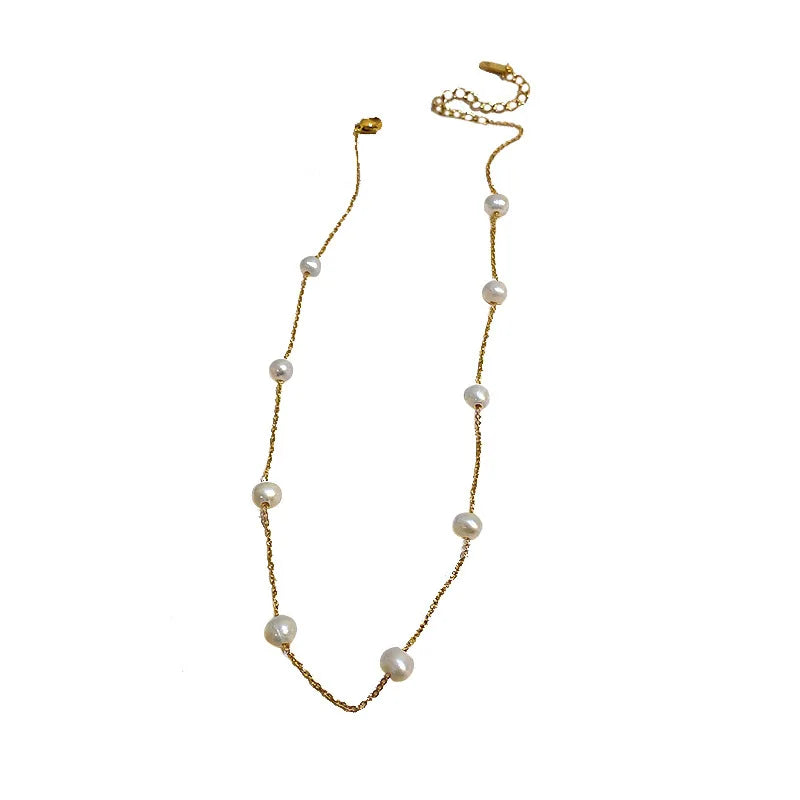 Elegant Simple Design Natural Freshwater Pearl 14K Gold