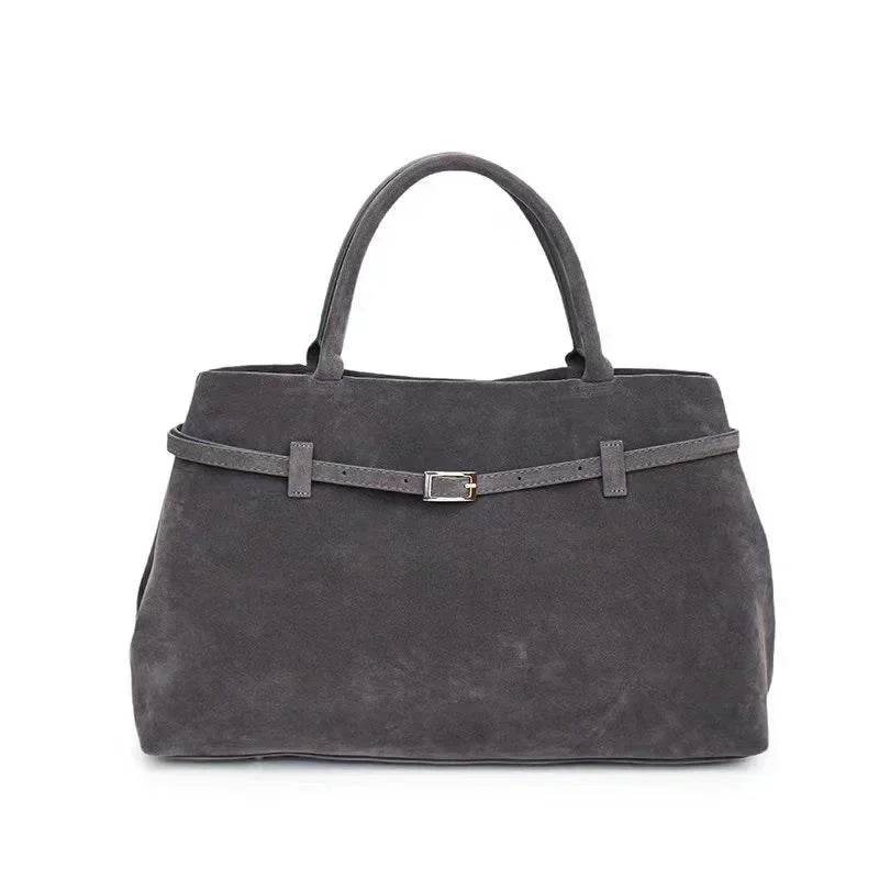 Buckle Decorative Design Solid Faux Suede Handbag Large Capacity Hasp Casual Tote 2024 Hot Sale Bags for Women Bolsas Femininas - Imbasat