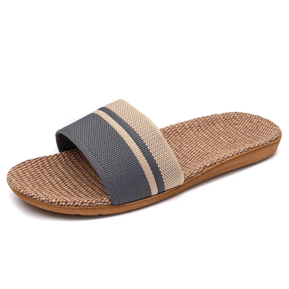 36-45  Flat Sandals Beach Slippers Summer Home Linen Lightweight Eva Non-Slip Slides For Men Women Indoor Outdoor Flip Flops