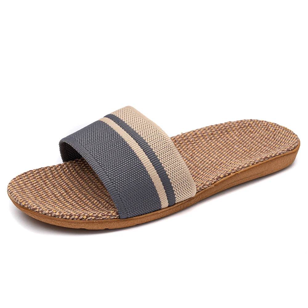 36-45 Flat Sandals Beach Slippers Summer Home Linen Lightweight Eva Non-Slip Slides For Men Women Indoor Outdoor Flip Flops - Imbasat