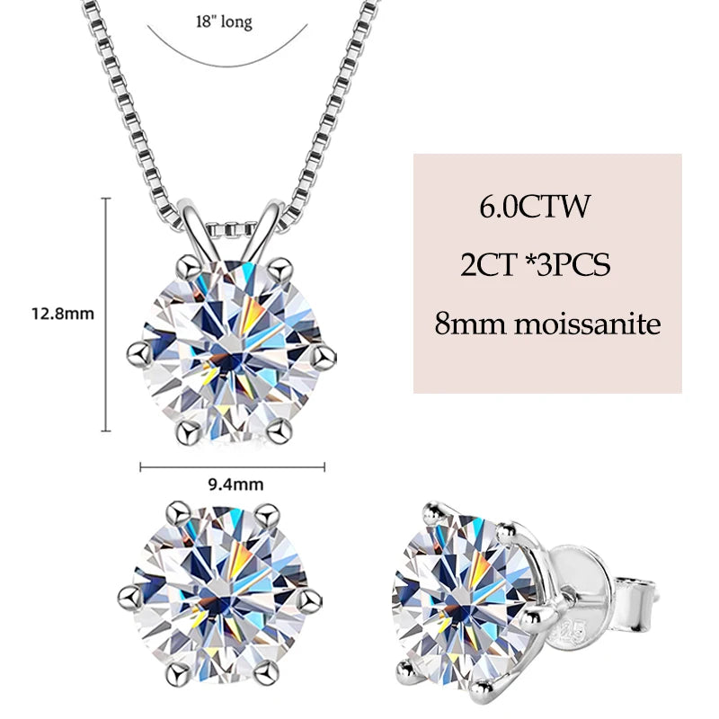 IOGOU Real 925 Silver Moissanite Jewelry Set Gold