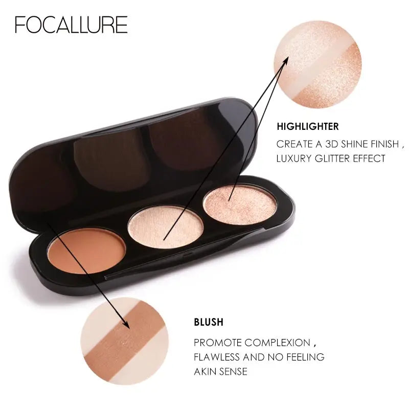 Focallure 3 In 1 Makeup Palette Blush Highlighter Face