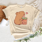 Funny Anime Capybara T Shirt Women Soft Fabric