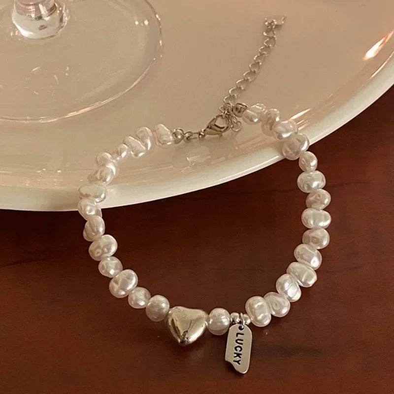 925 Sterling Silver Bracelet Pearls Knots Bracelet for Women Fashion Heart Pearls Irregular Bracelet Luxury Party Jewelry Gift - Imbasat