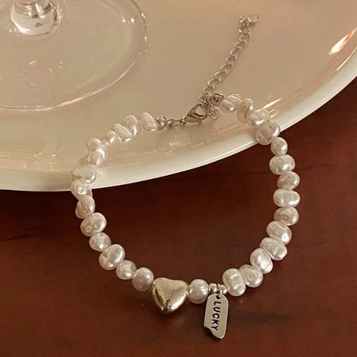 925 Sterling Silver Bracelet Pearls Knots Bracelet for Women Fashion Heart Pearls Irregular Bracelet Luxury Party Jewelry Gift - Imbasat