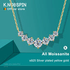 KNOBSPIN Moissanite Pendant Certified 925 Sliver Plated Yellow Gold Necklace