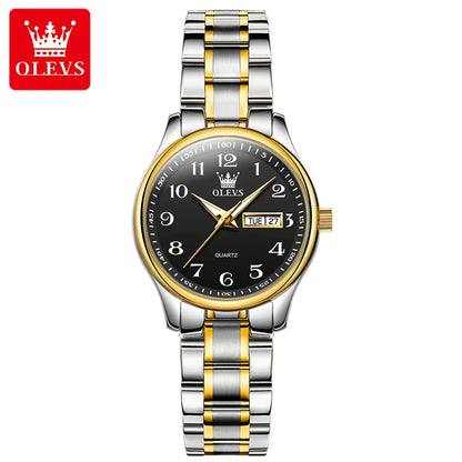 OLEVS Luxury Quartz Watch for Women Elegant Stainless Steel Watch Luminous Waterproof Week Date Wristwatch Ladies Dress Watch