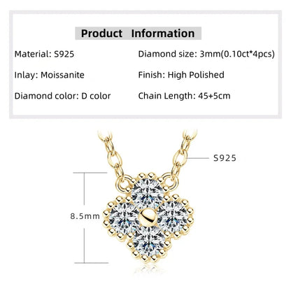 IOGOU 3.0mm D Moissanite Diamond Clover Pendant Necklace for Women Original 925 Sterling Silver High Quality Engagement Jewelry