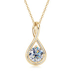 18K Gold Plated Solitaire Round 8mm 2ct Moissanite Infinity Pendant Necklace 925