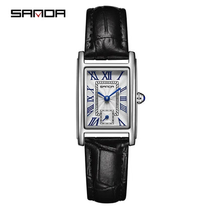 SANDA 1116  New Fashion 2024 Elegant Design Rectangle Dial Water Resistant Quartz Movement Business Women Analog Wrist Watch