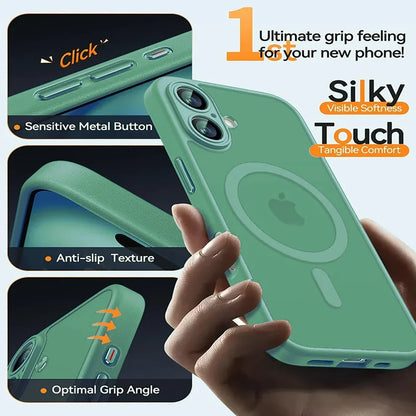 Magsafe Magnetic elegant Luxury Armor Shockproof Case For iPhone 16 Pro Max Plus For Wireless Charge Cover Matte Translucent PC