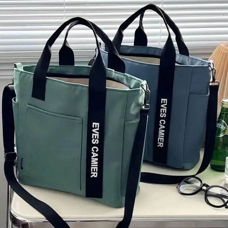 2024 New Casual Tote Large Capacity Shoulder Bag Nylon Waterproof Canvas Handbag Simple Fashion Messenger Bags For Schoolgirl - Imbasat