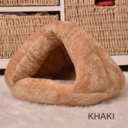 Winter Warm Triangle Cat Nest Thickened Fury Mongolian Bag Half Closed Sleeping Bag Pet Pad Cat and Dog Pet Sleeping Supplies