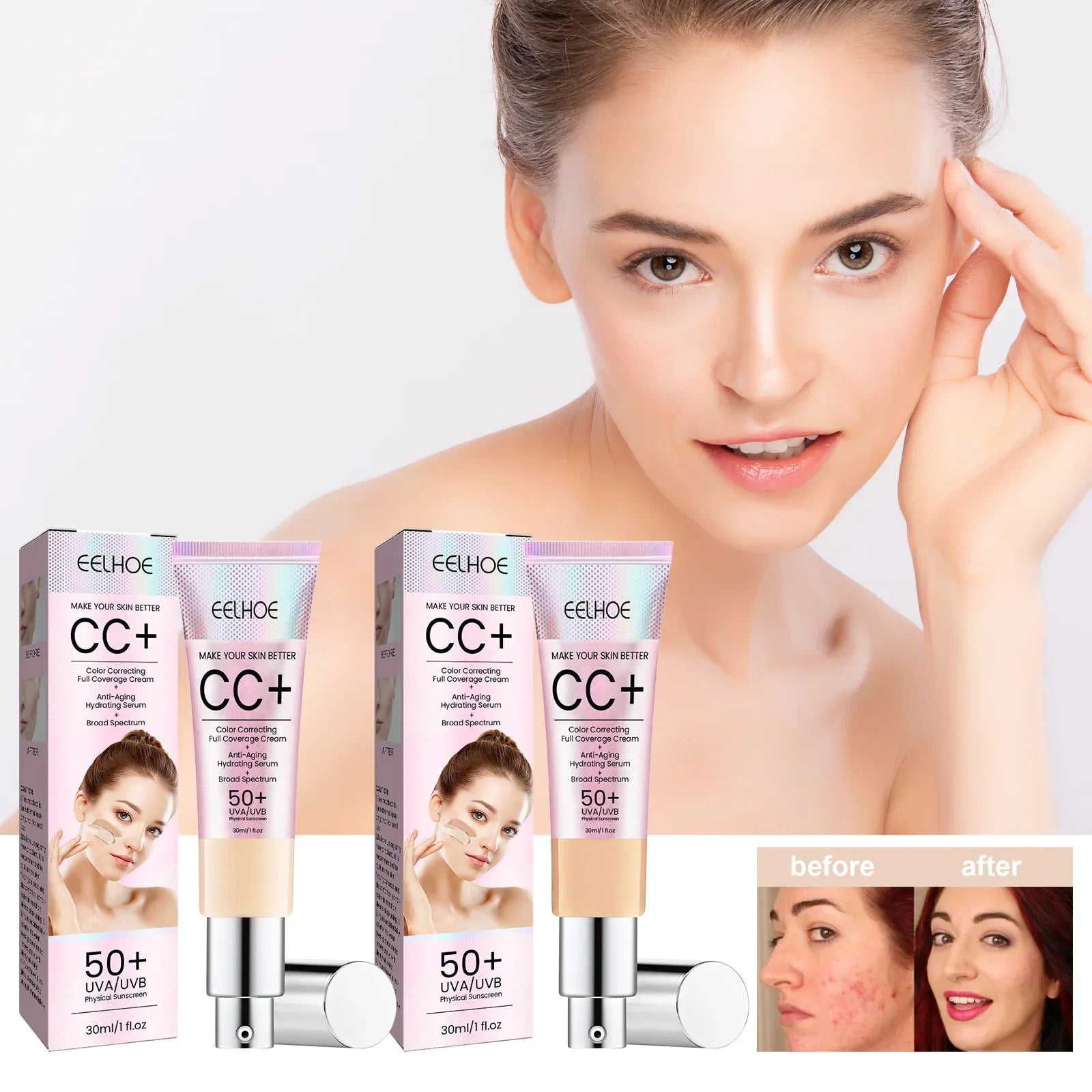 Facial CC Cream Natural Concealer Waterproof Liquid Foundation Cream