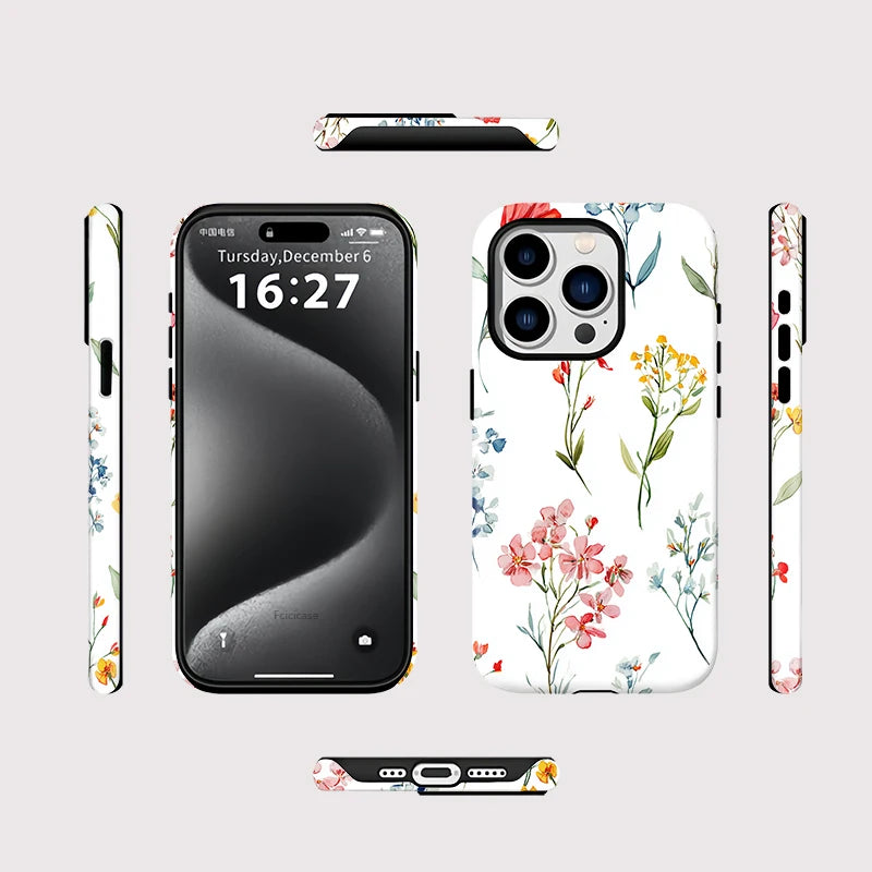 Fcicicase 2-in-1 Magnetic iPhone Case Matte Acrylic Flower