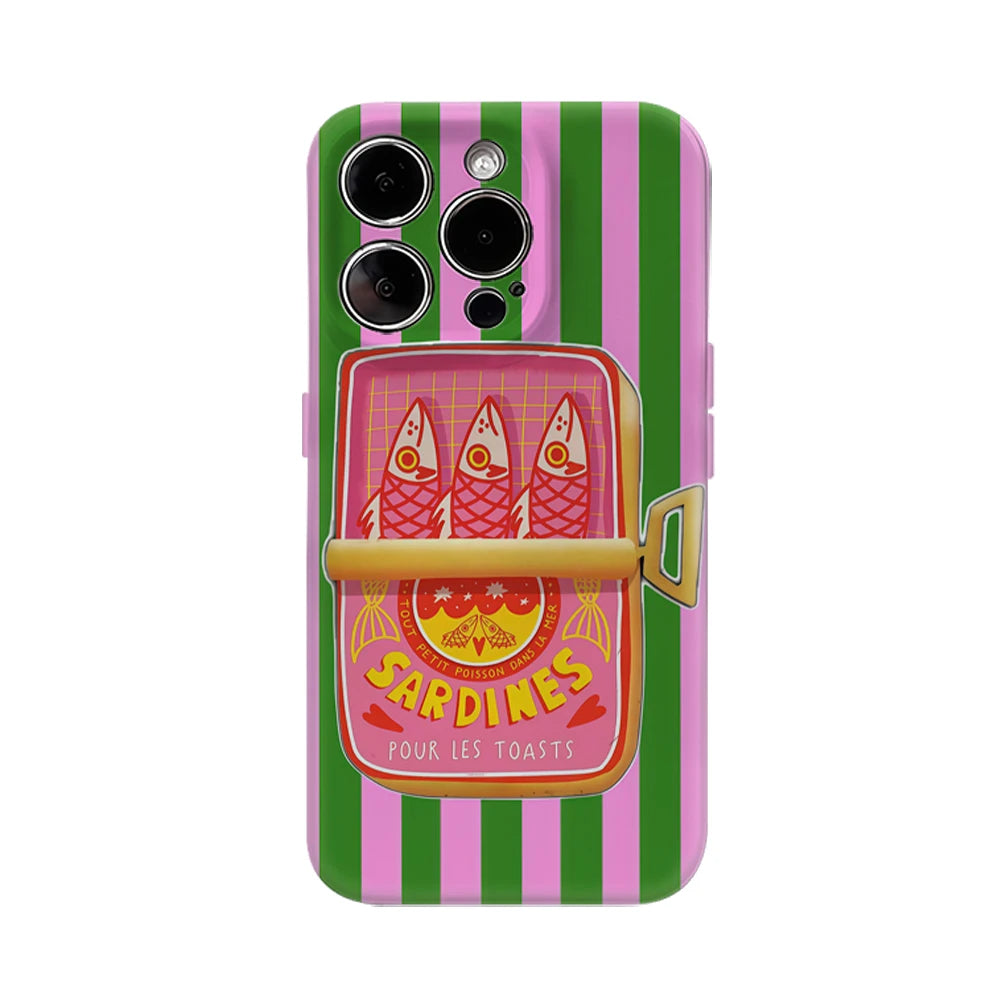 Sardines Green Pink Stripe iPhone Case Must-Have Double Layer Cover