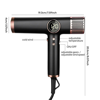 Professional 110000rpm Brushless Hair Dryer Negative Ions Blow Dryer Super Powerful Wind Lownoise Salon 1600W Electric Blower