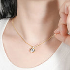 925 Sterling Silver Necklace D2.10CT 8mm&3mm Bezel Setting Round Cut Moissanite