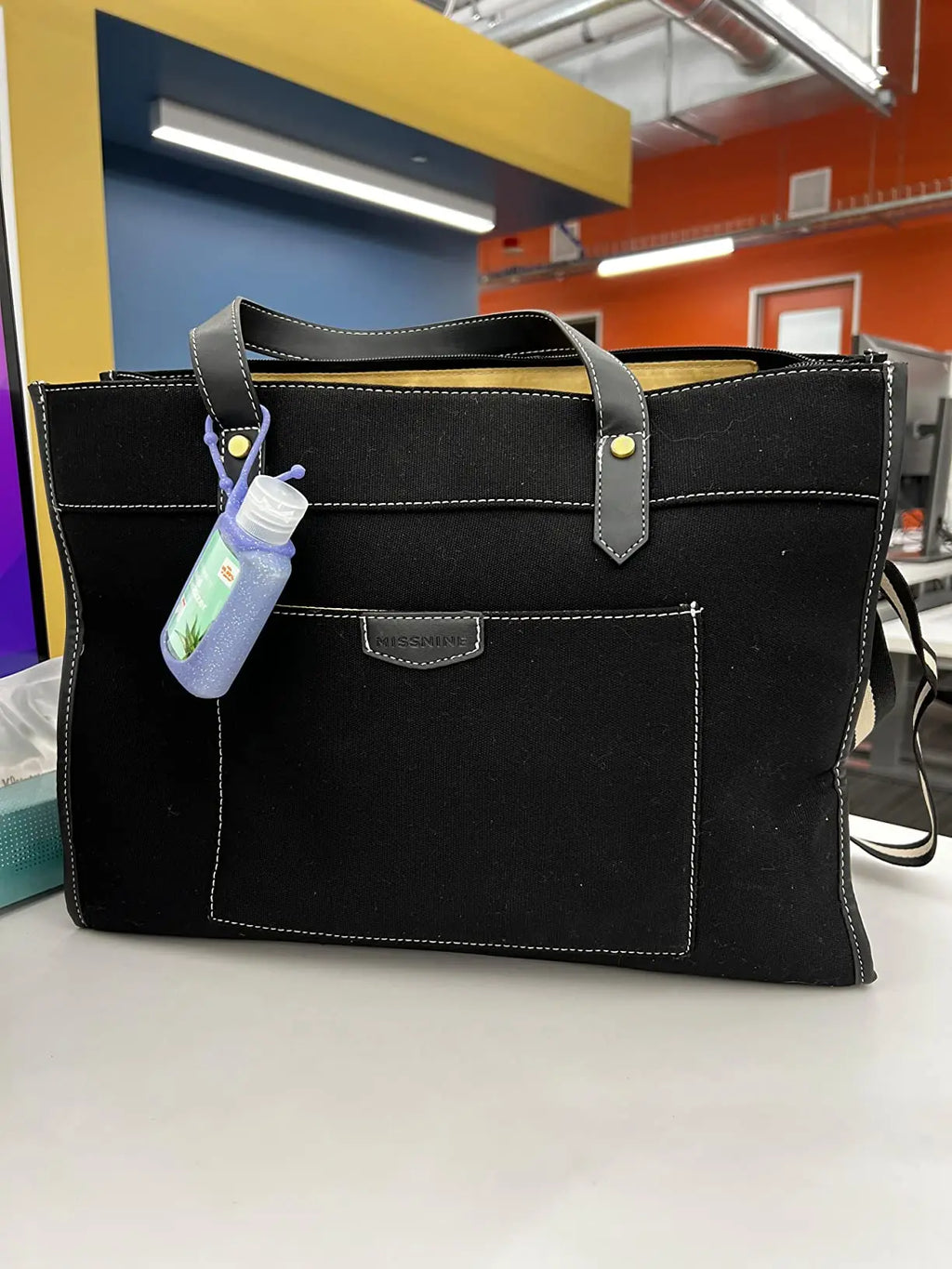 Missnine Leopard Print Tote Bag Canvas Laptop Shoulder Bag