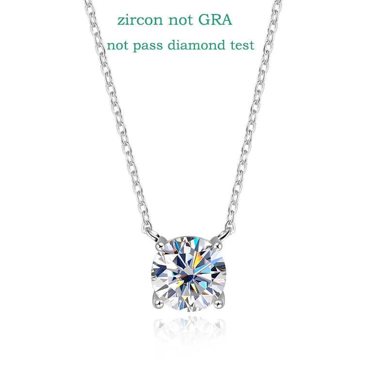 Smyoue White Gold Plated 1-10CT Moissanite Necklace