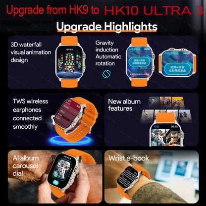 Smartwatch 2025 HK10 ULTRA 3 MAX 49mm HD AMOLED 4G ROM Bluetooth Call Network Chat Robot Clock NFC Compass Smart Watch Men Women