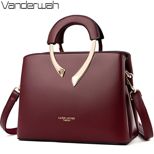 GENUINE VANDERWAH High Quality Leather Casual Tote Luxury Handbags Women Bags Designer Shoulder Crossbody Bags for Women 2021 - Imbasat