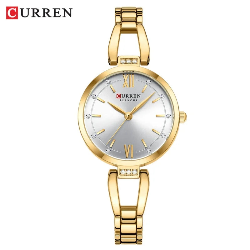 CURREN 9092 Quartz Watches Women Elegant Bracelet Stainless Steel Strap Rhinestone Fashion Ladies Simple Watch Gifts reloj mujer